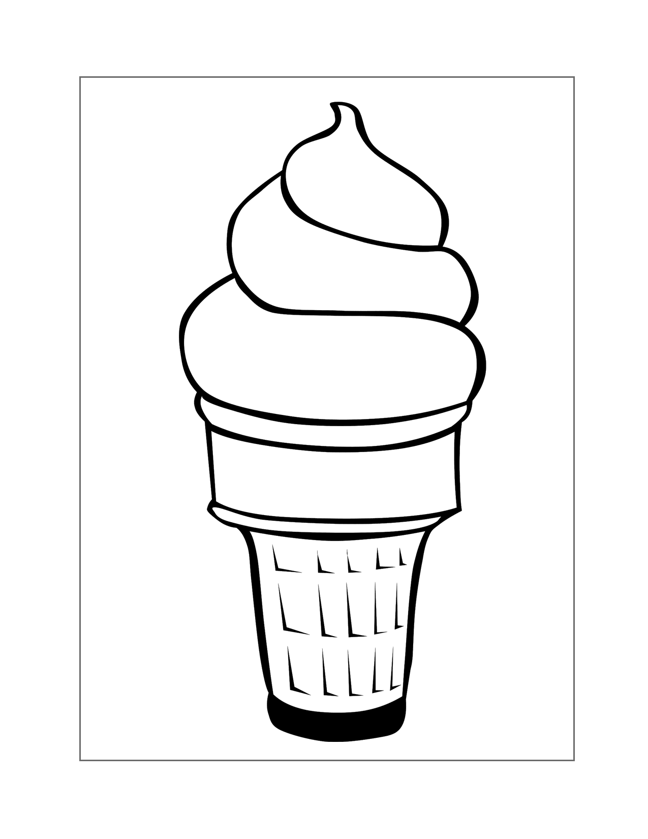 Soft Serve Ice Cream Cone Coloring Page