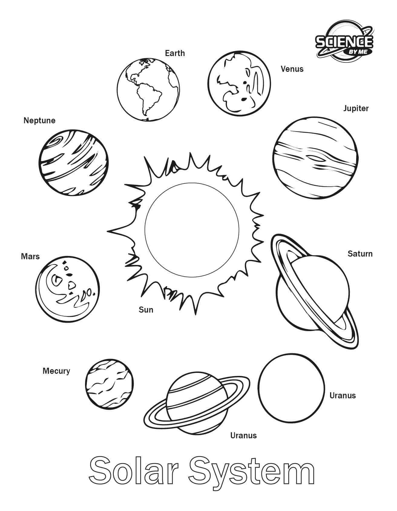 Solar System With Planets Coloring Page