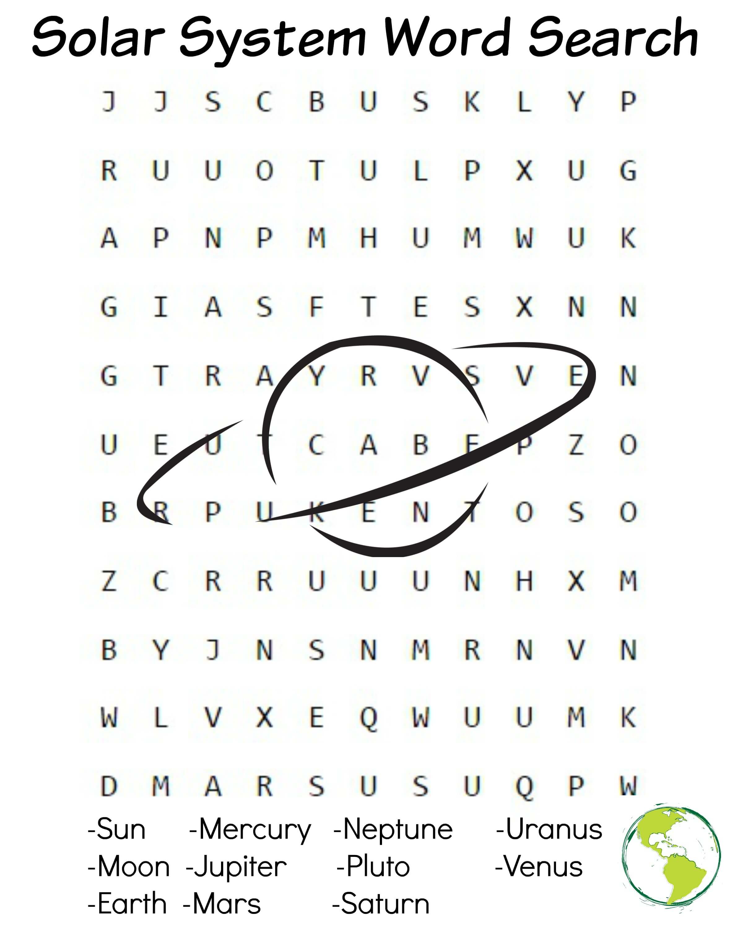 Solar System Word Search For Kids