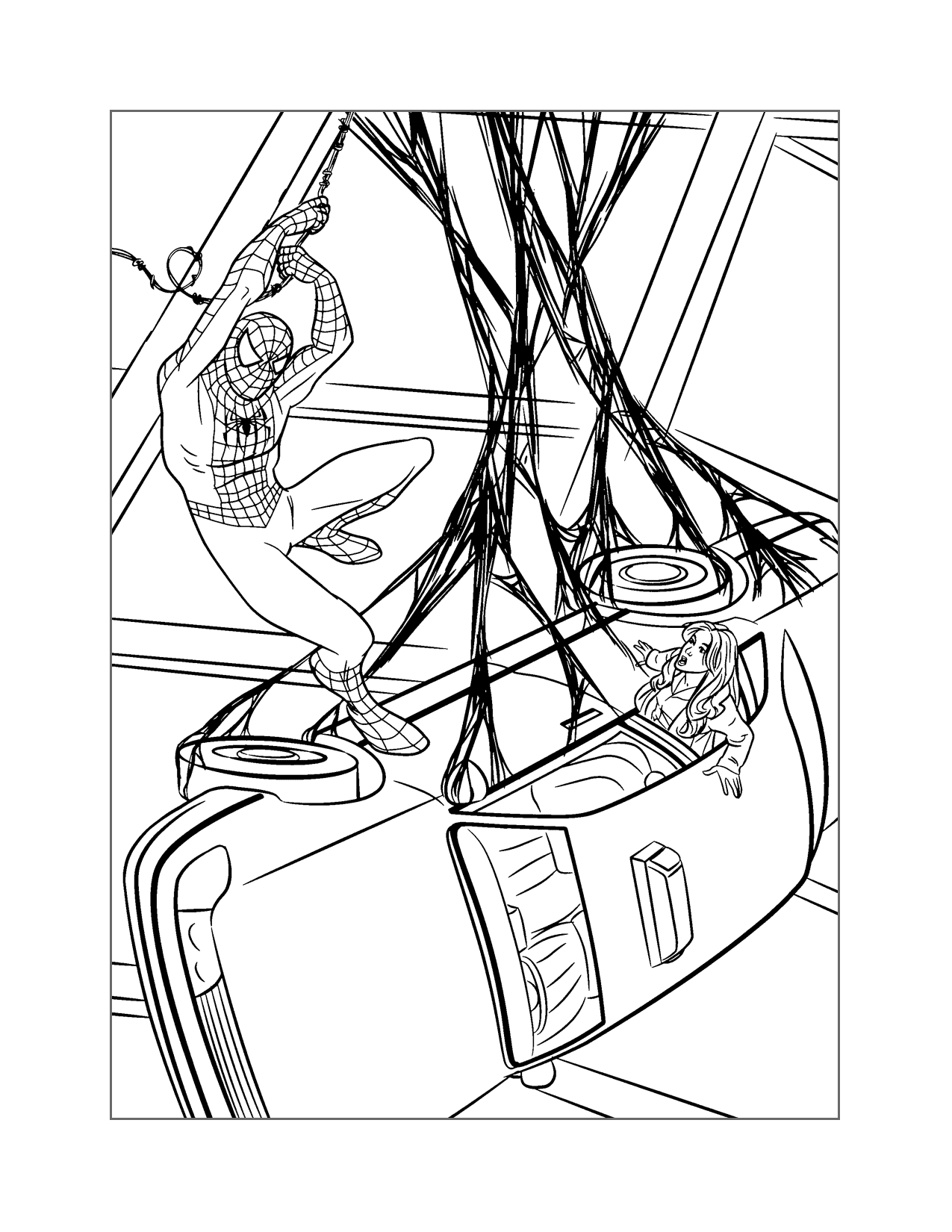 Spiderman Saves Mary Jane Coloring Page