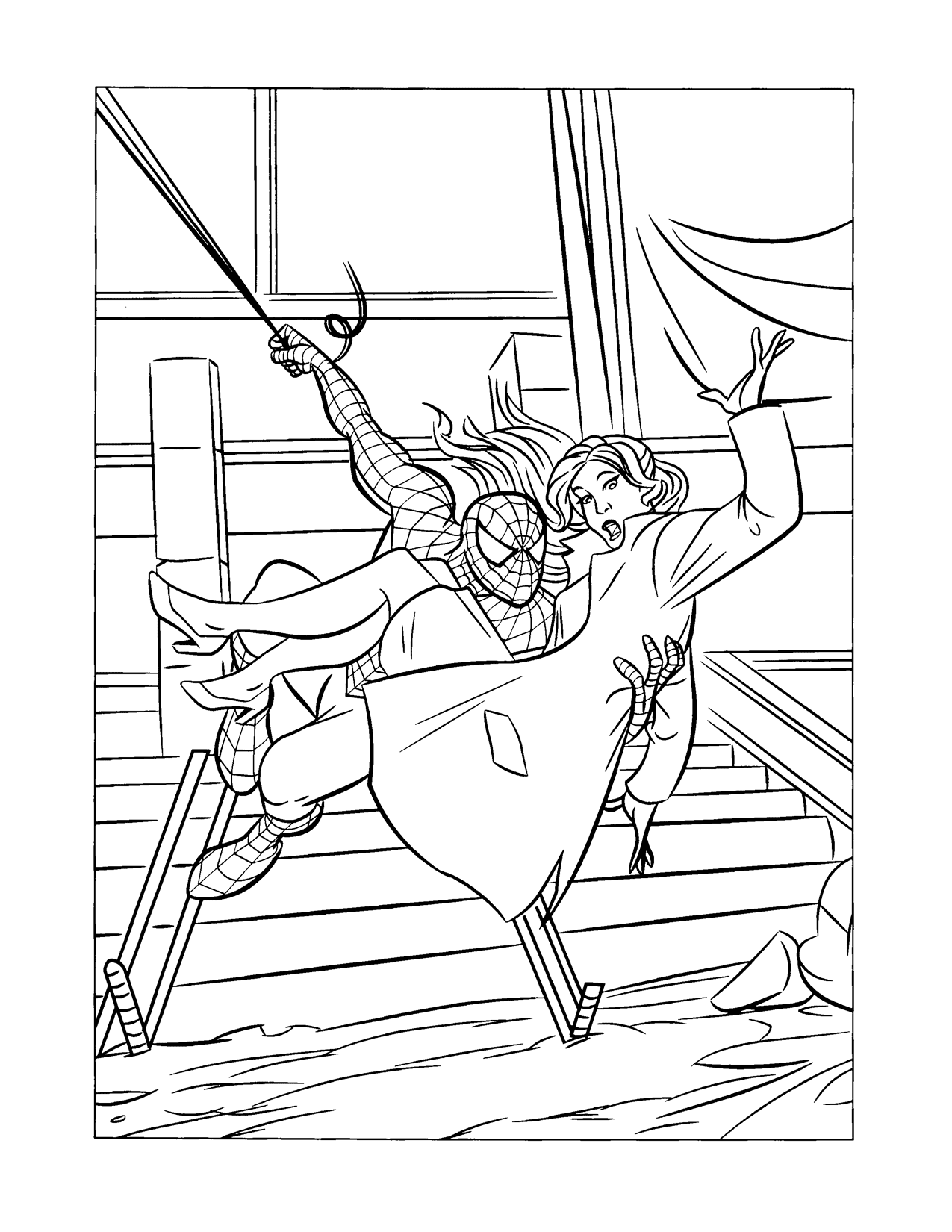Spiderman Saving Mary Jane Coloring Page