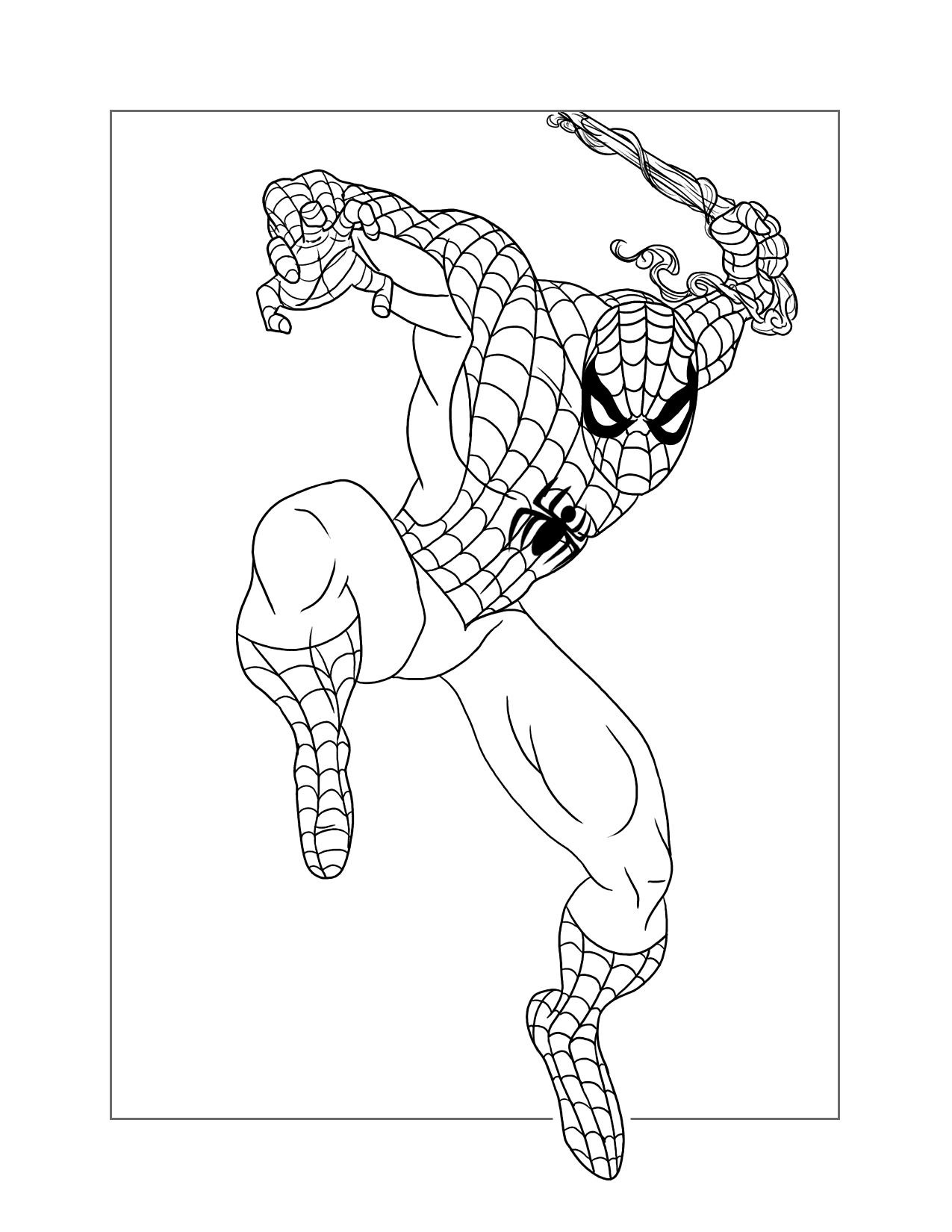 Spiderman Swinging Coloring Page