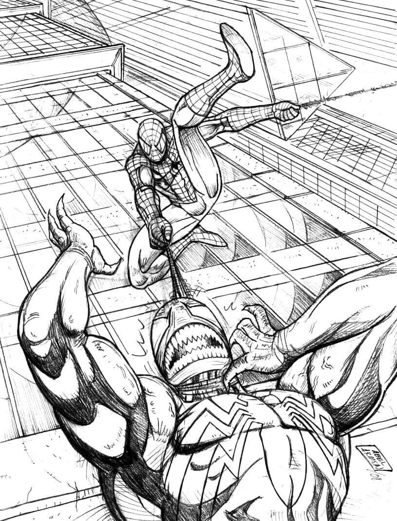 Spiderman Vs Venom Superhero Coloring Pages