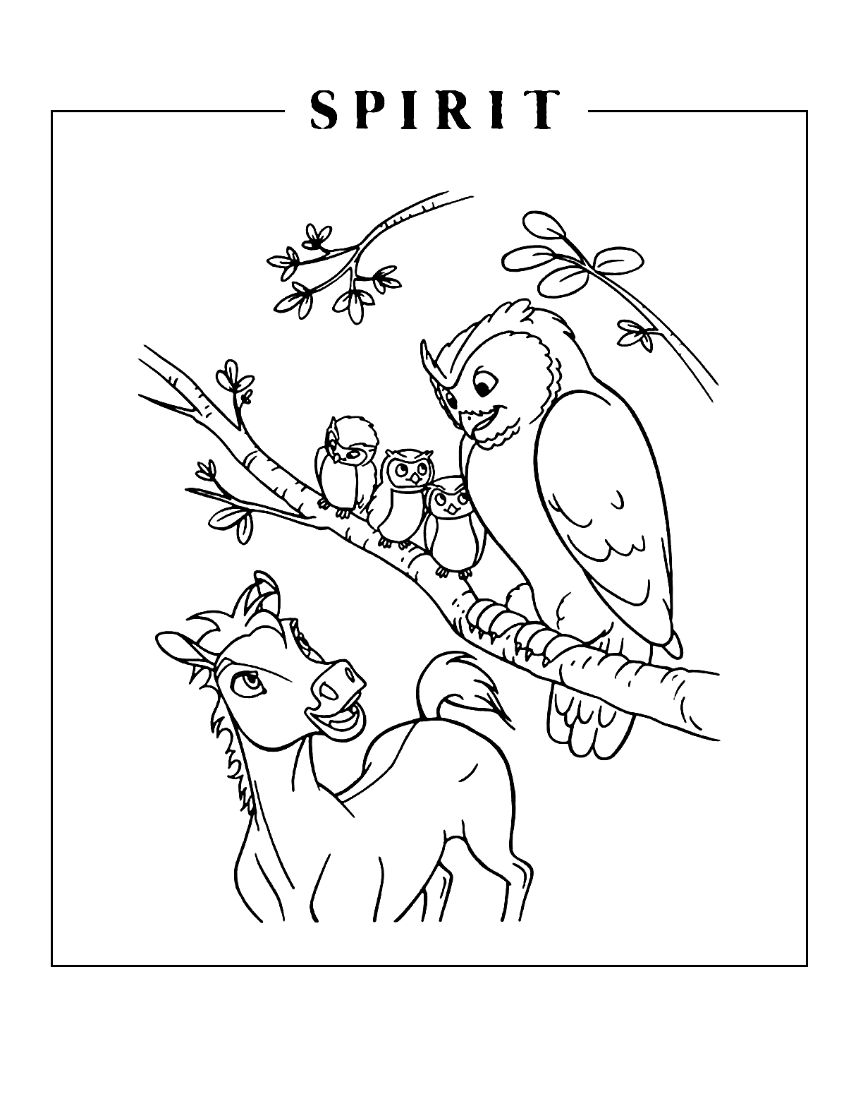 Spirit And Owl Family Coloring Page