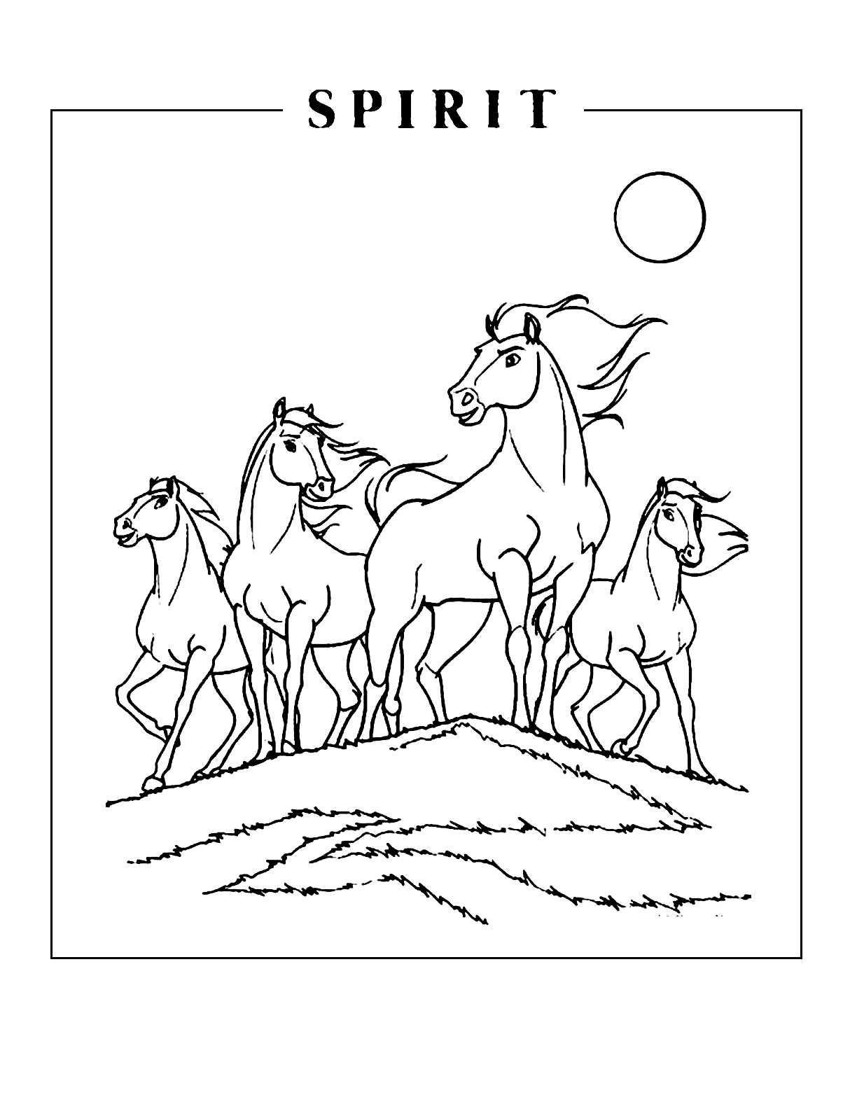 Spirit And Wild Mustangs Coloring Page