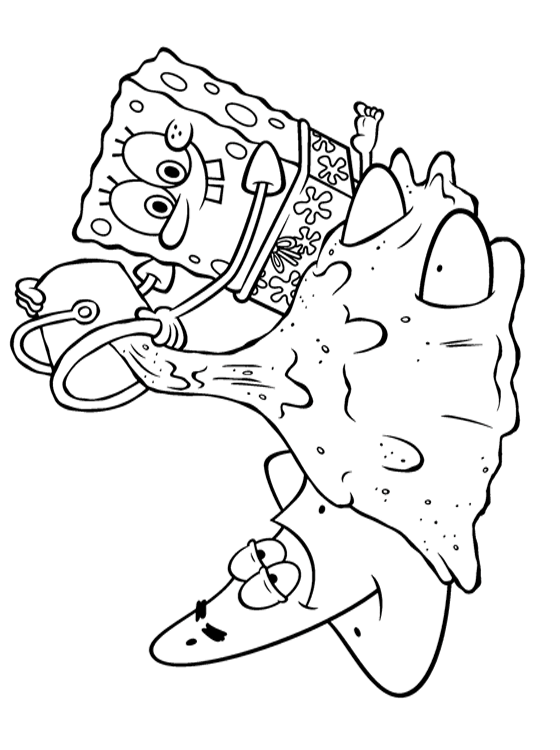 Spongebob Burying Patrick In Sand Coloring Pages