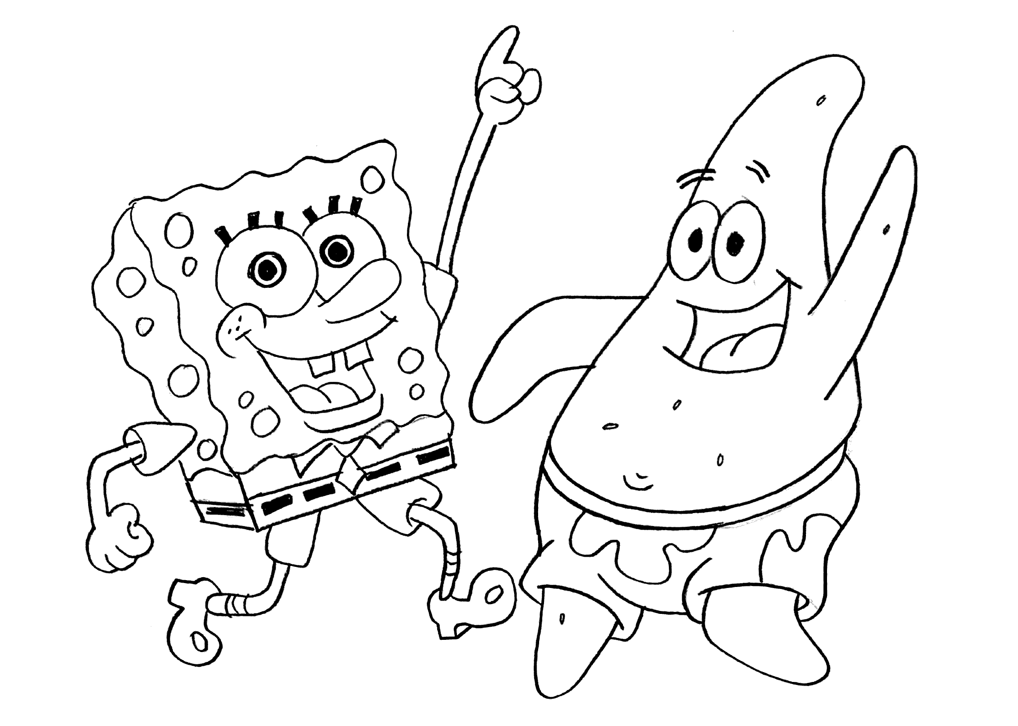 Spongebob And Patrick Dancing Coloring Page