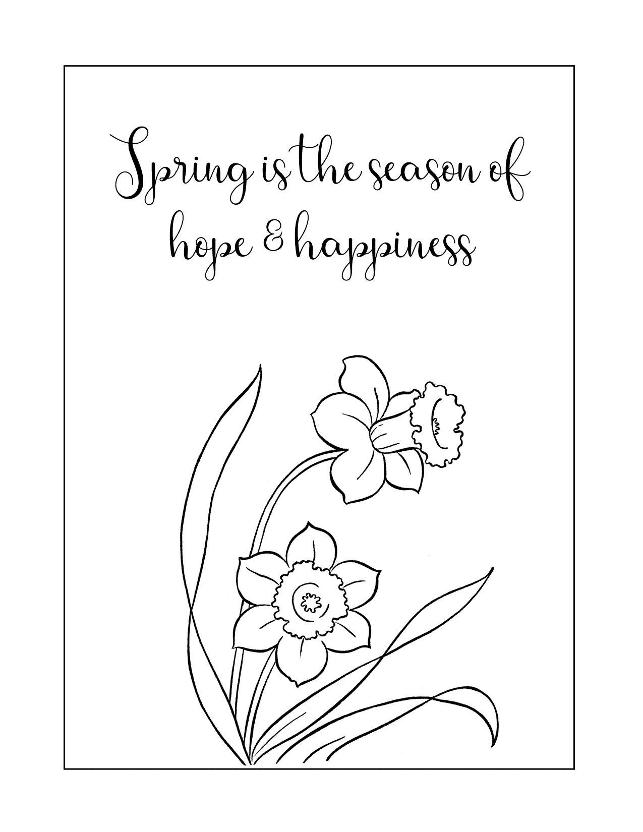 Spring Daffodil Saying Coloring Page