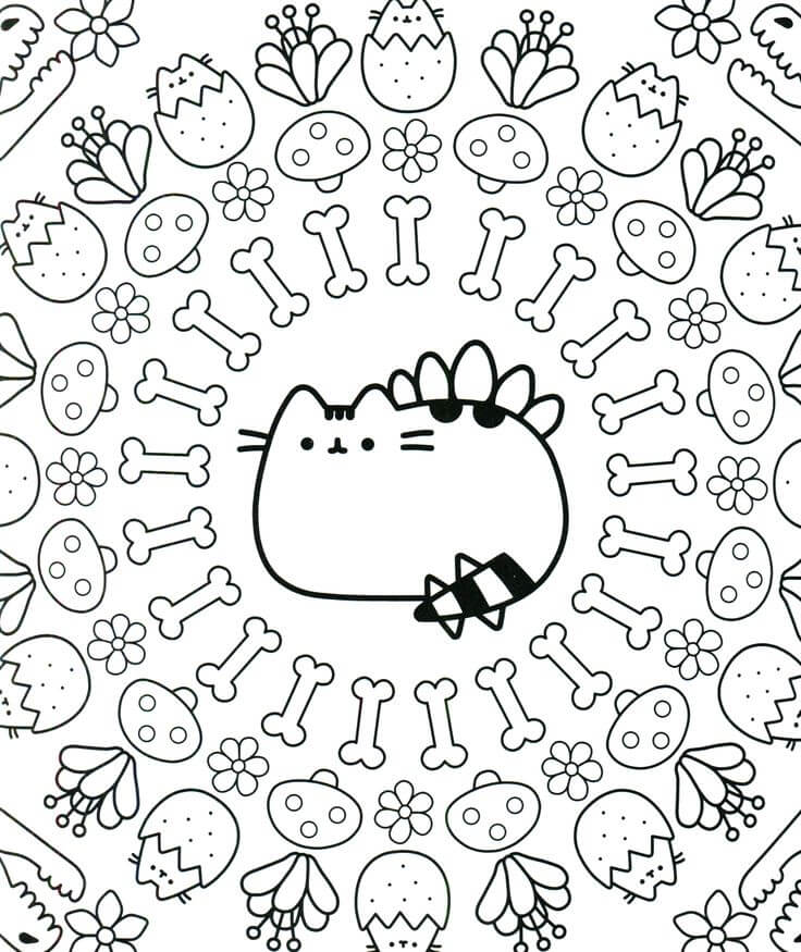 Spring Pusheen Coloring Pages