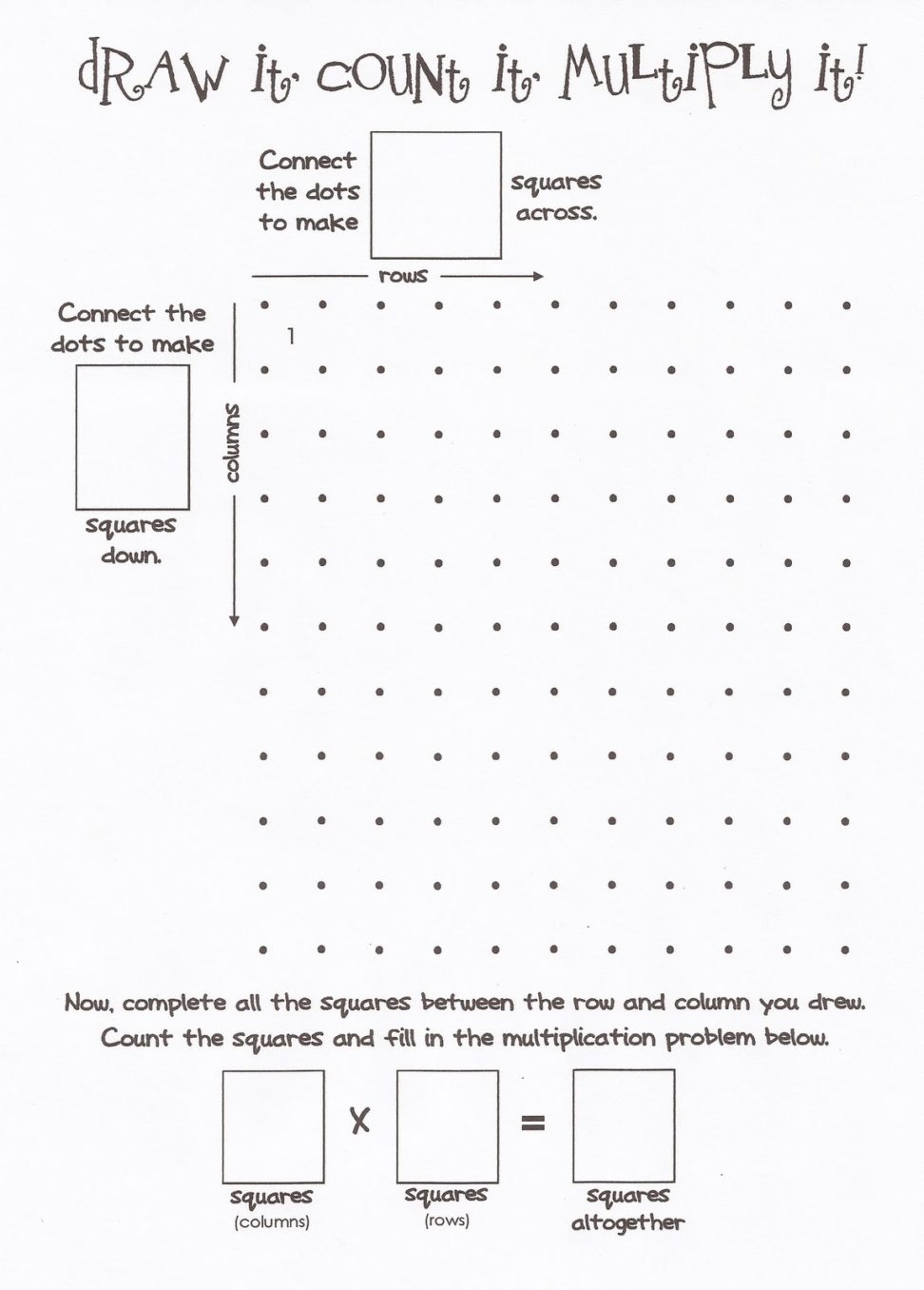 Squares Table Multiplication Concept Worksheet