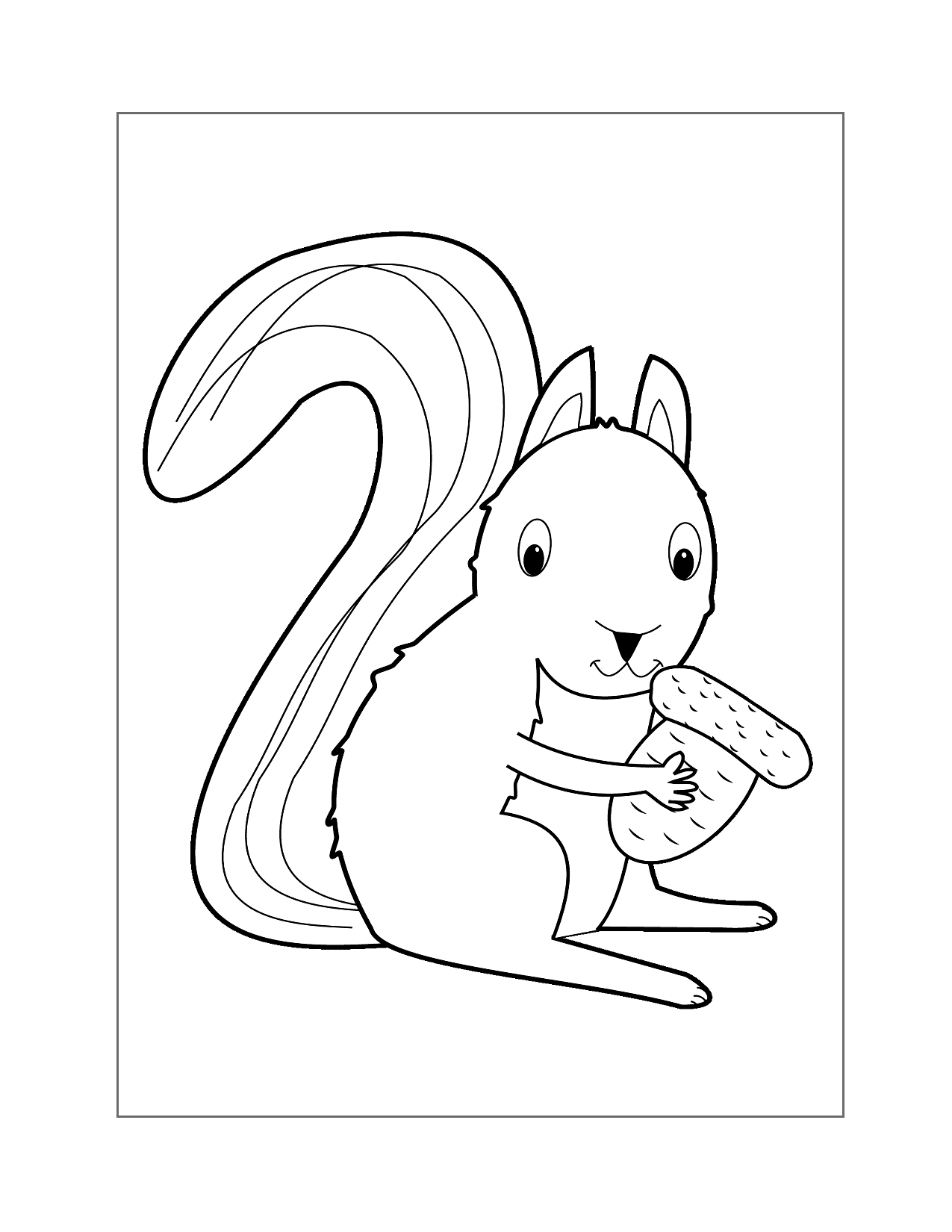 Squirrel With Large Acorn Coloring Page