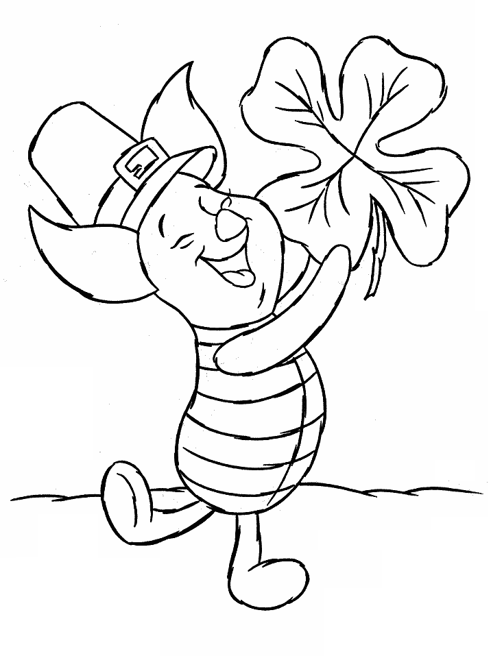St Patricks Day Winnie the Pooh Coloring Pages