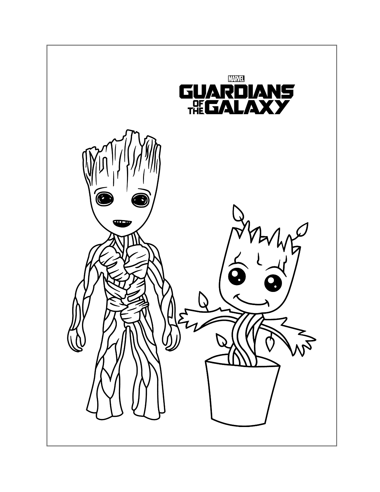 Stages Of Groot Coloring Page