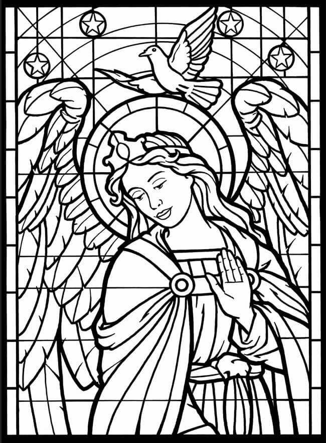 Stained Glass Angel Coloring Page