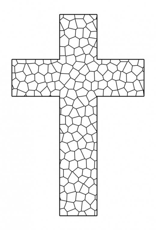 Stained Glass Cross Coloring Page