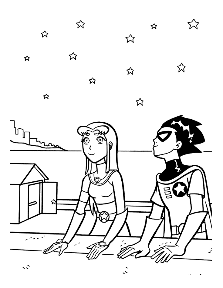 Starfire And Robin Teen Titans Coloring Page