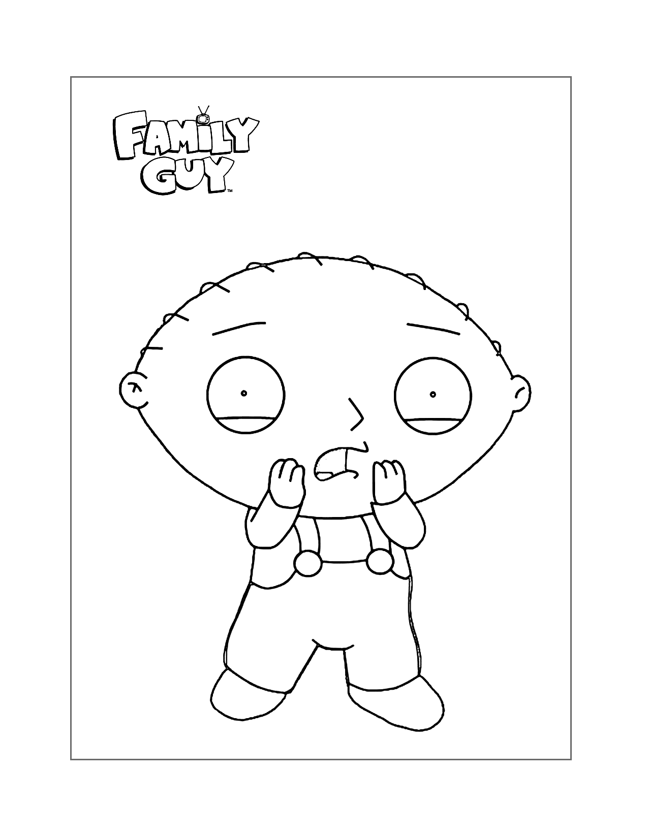 Stewie Is Frightened Coloring Page