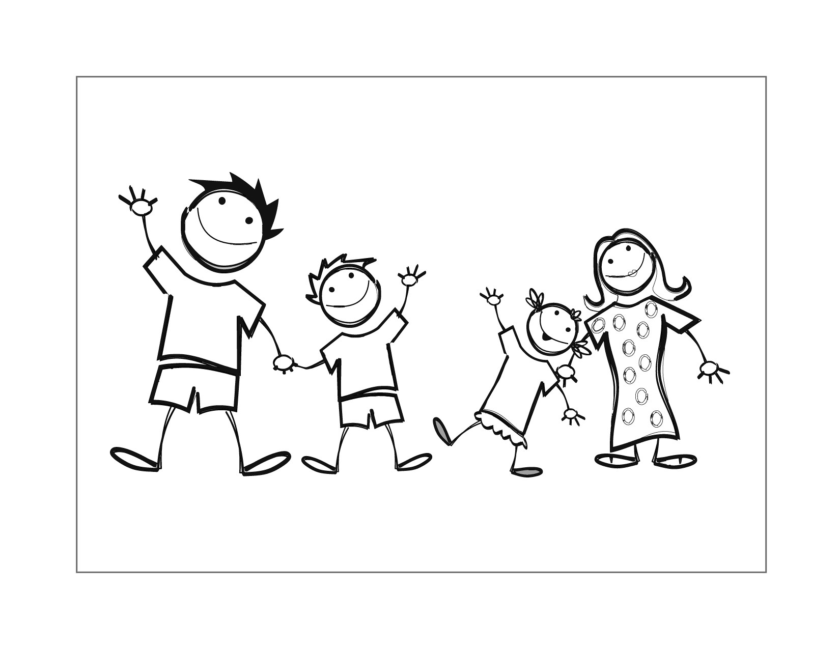 Stick Figure Family Coloring Page