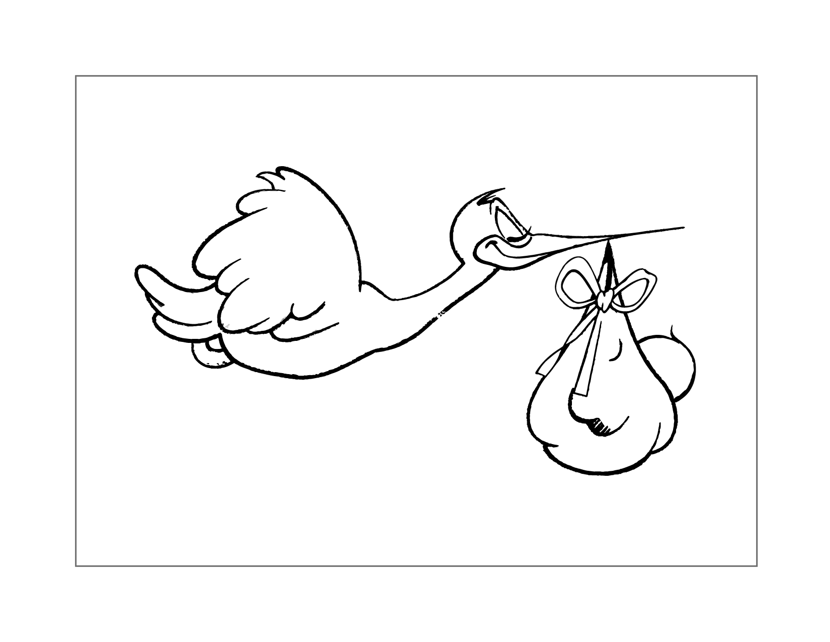 Stork With Baby Coloring Page