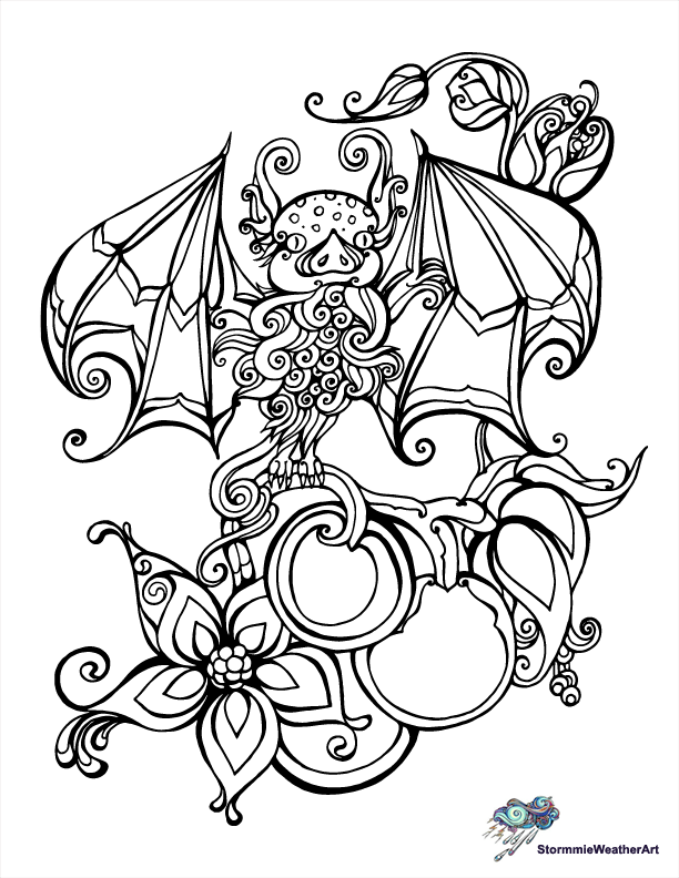 Stormmies Creatures Fruit Bat Coloring Page