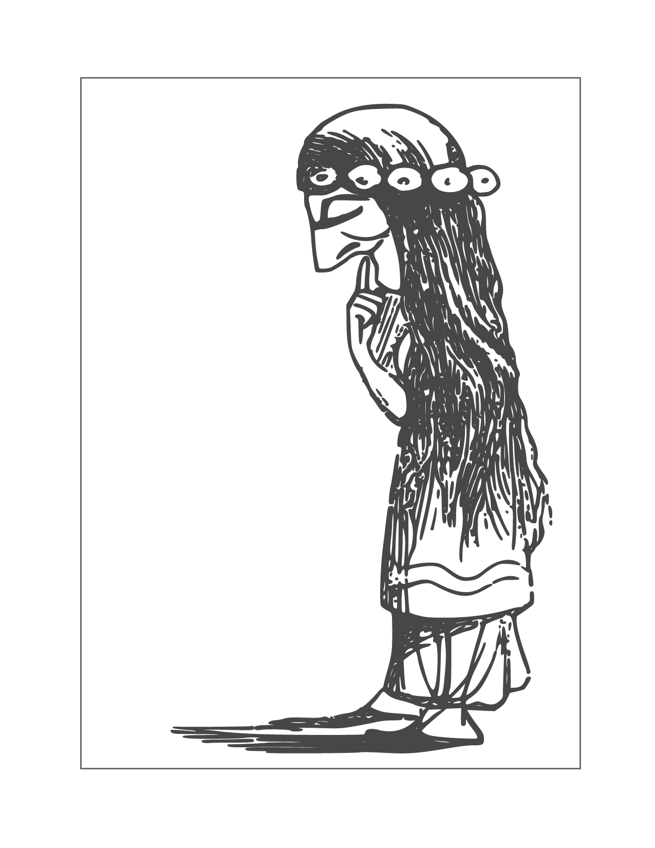 Strange Cartoon Witch Coloring Page