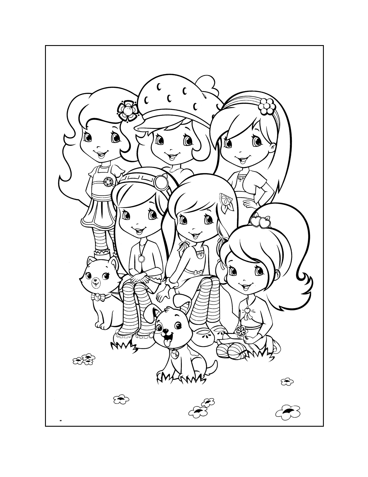 Strawberry Shortcake Characters Coloring Page