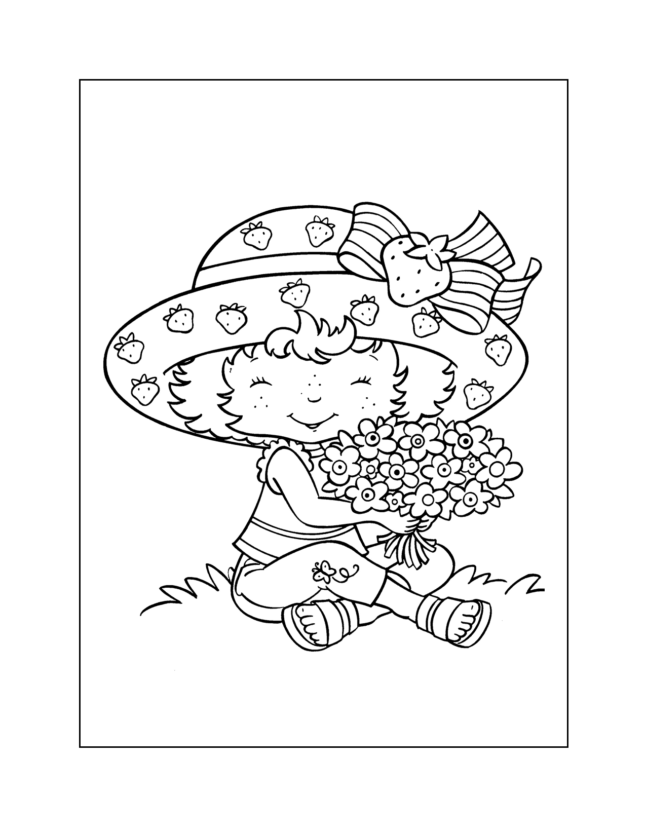 Strawberry Shortcake Loves Flowers Coloring Page