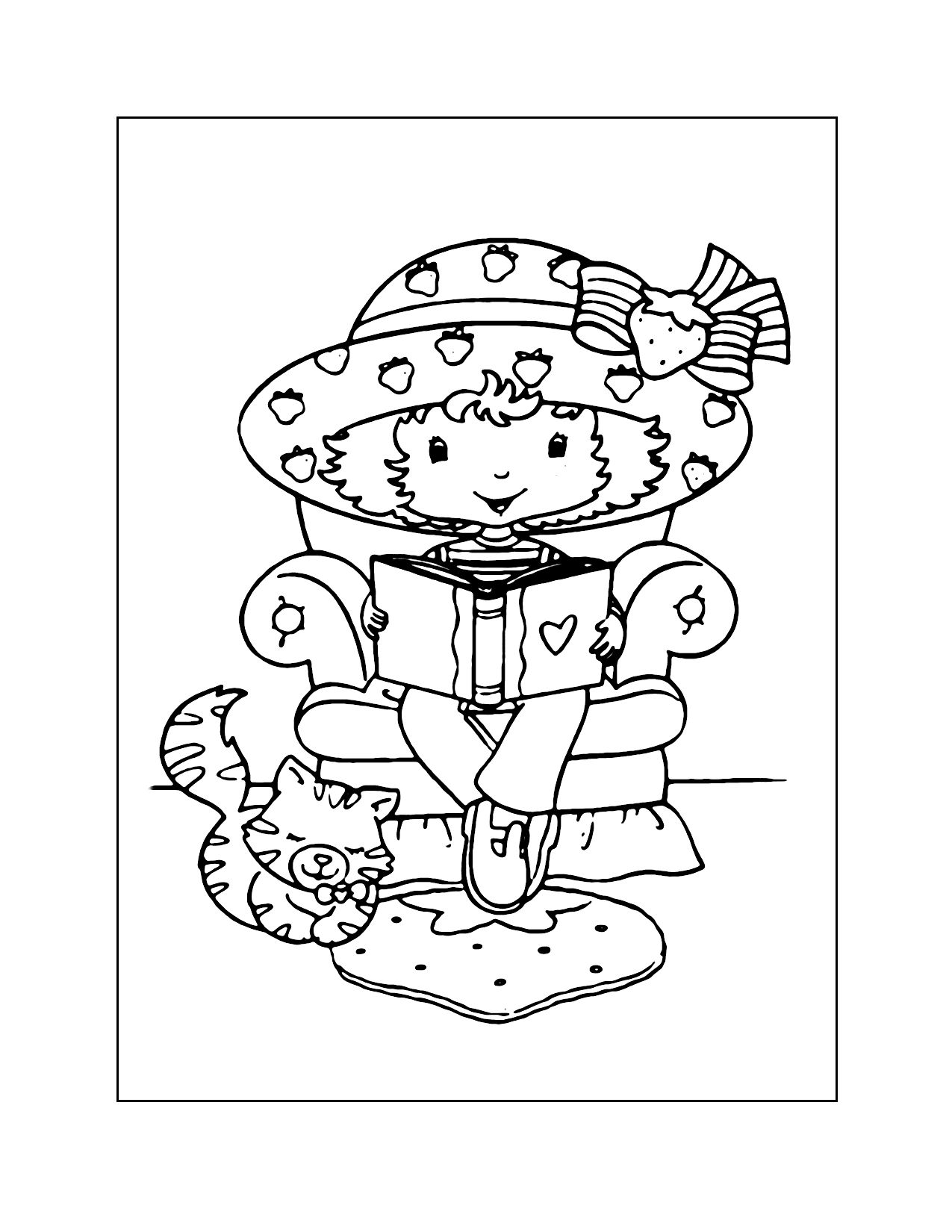Strawberry Shortcake Reading A Book Coloring Page