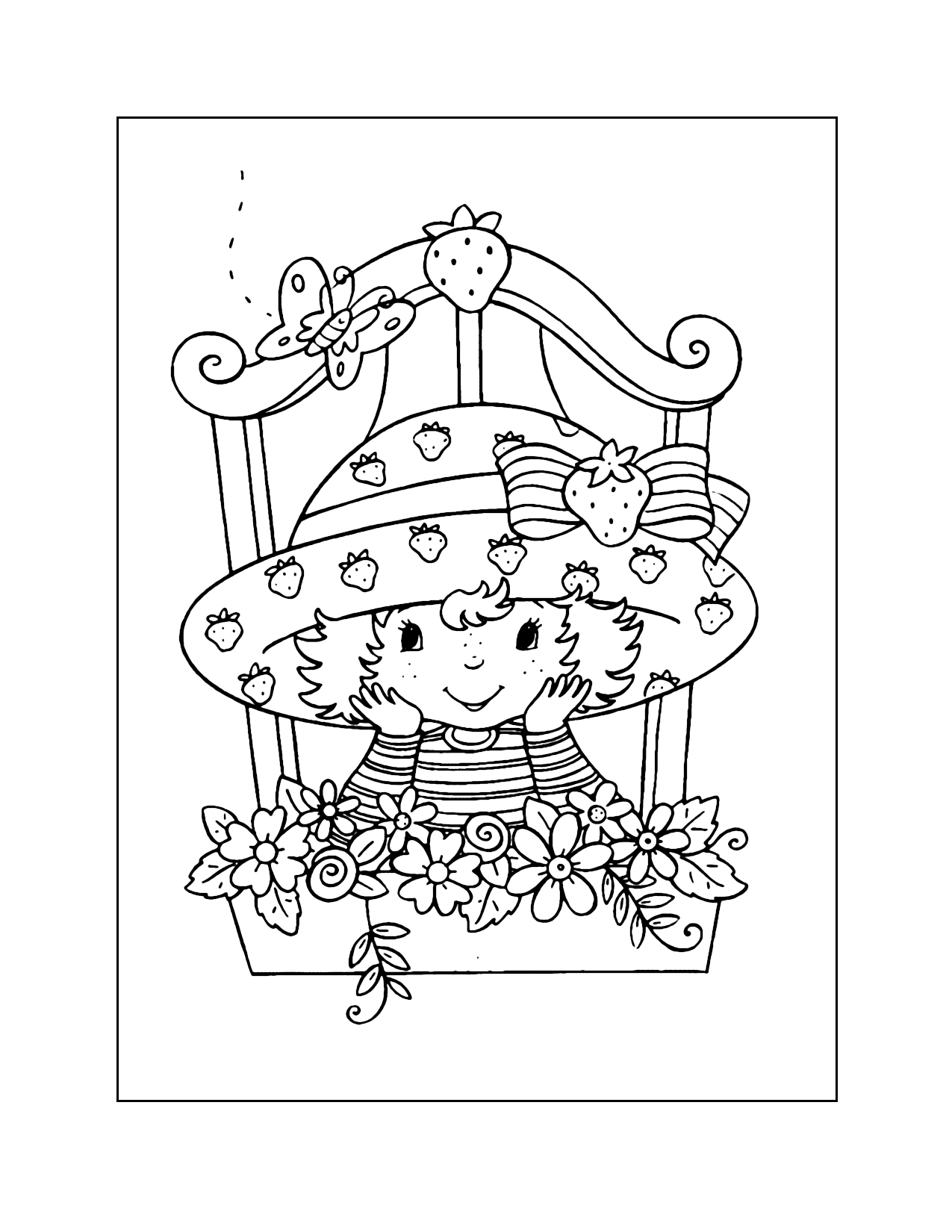 Strawberry Shortcake Window Flower Box Coloring Page
