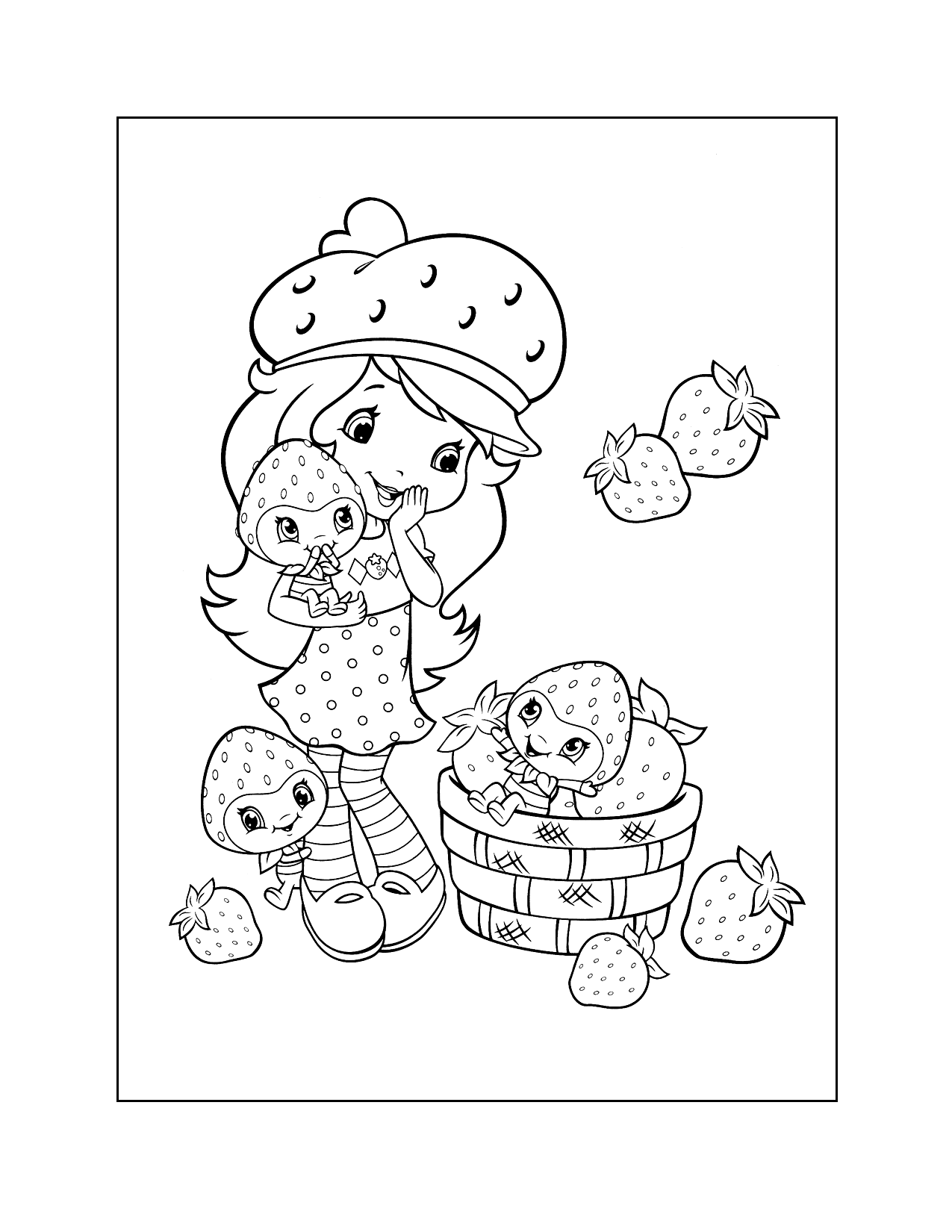Strawberry Shortcake And Little Strawberries Coloring Page