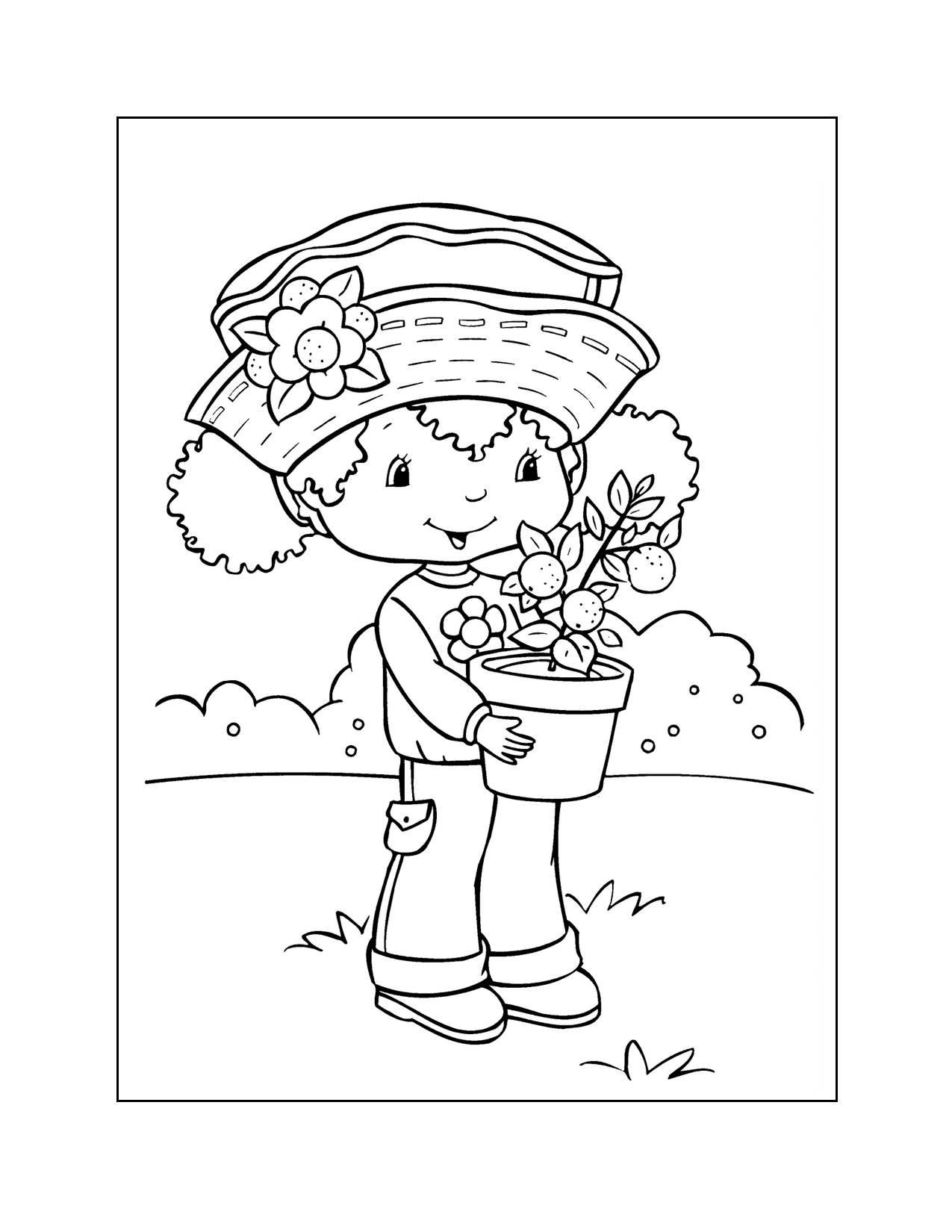 Strawberry Shortcake With Plant Coloring Page