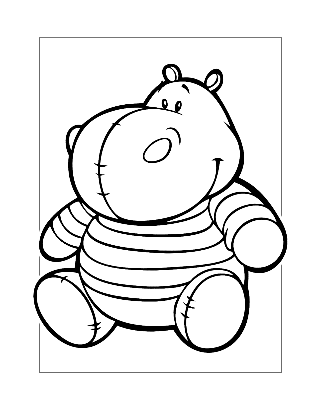 Stuffed Hippo Doll Coloring Page