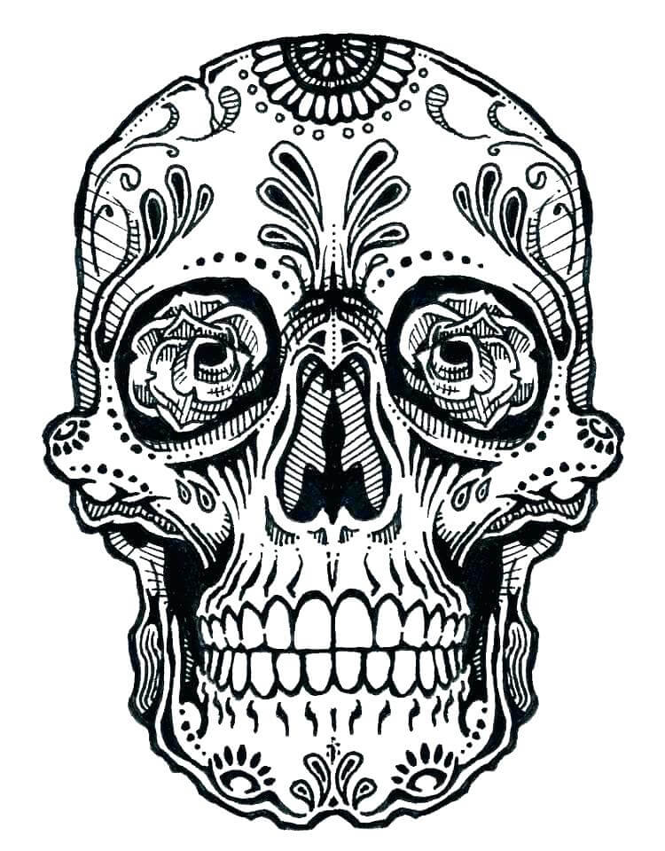 Sugar Skull Male Coloring Page