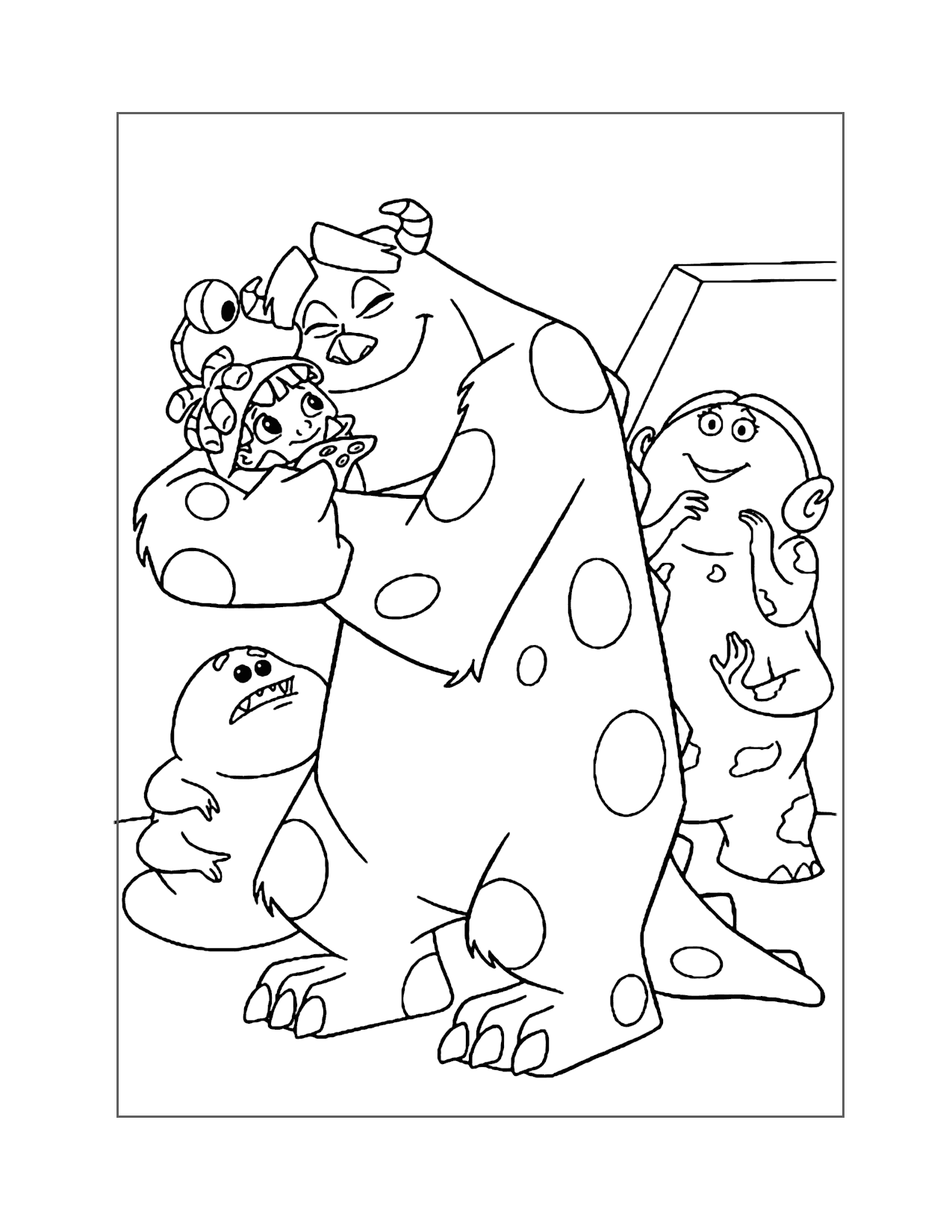 Sully Hugs Boo Coloring Pag