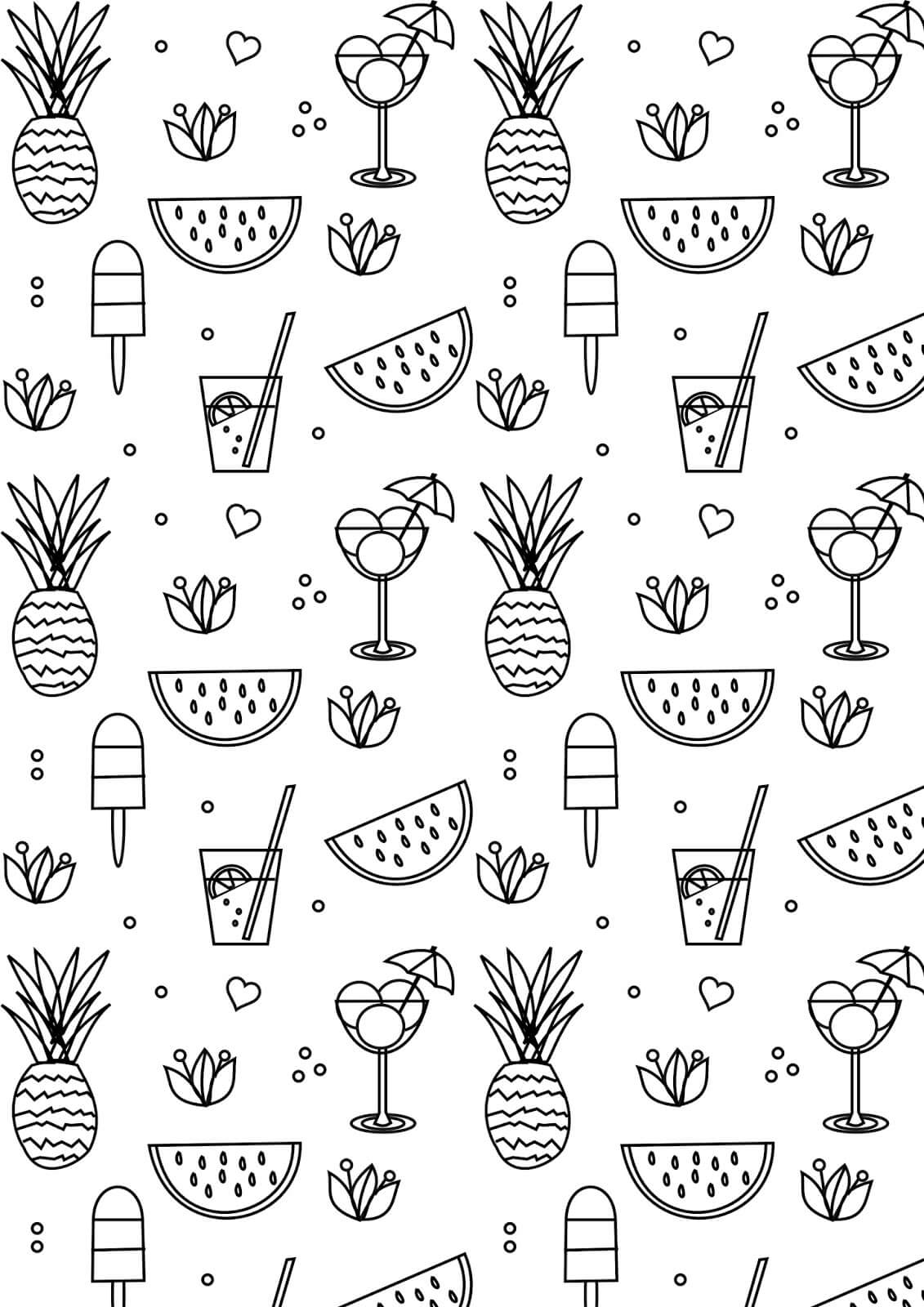 Summer Pattern Coloring Page