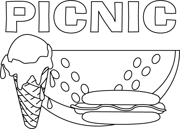 Summer Picnic Coloring Page