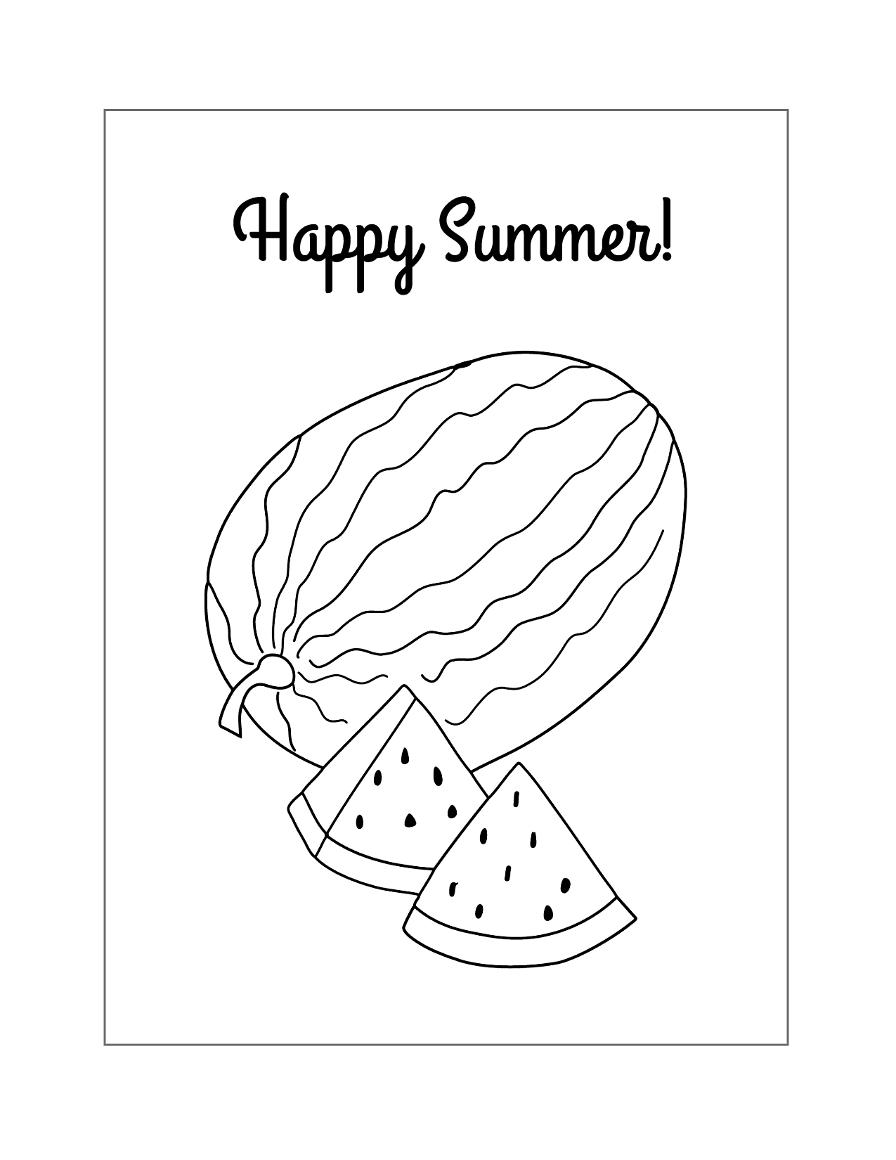 Summer Watermelon Coloring Page