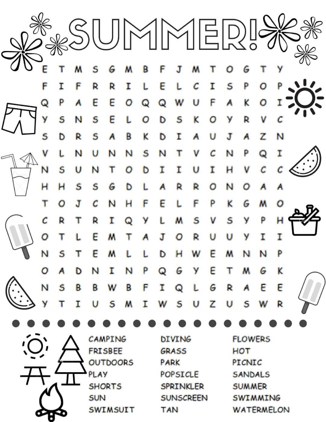 Summer Words Puzzle