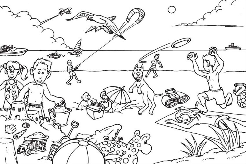 Summer At The Beach Coloring Page