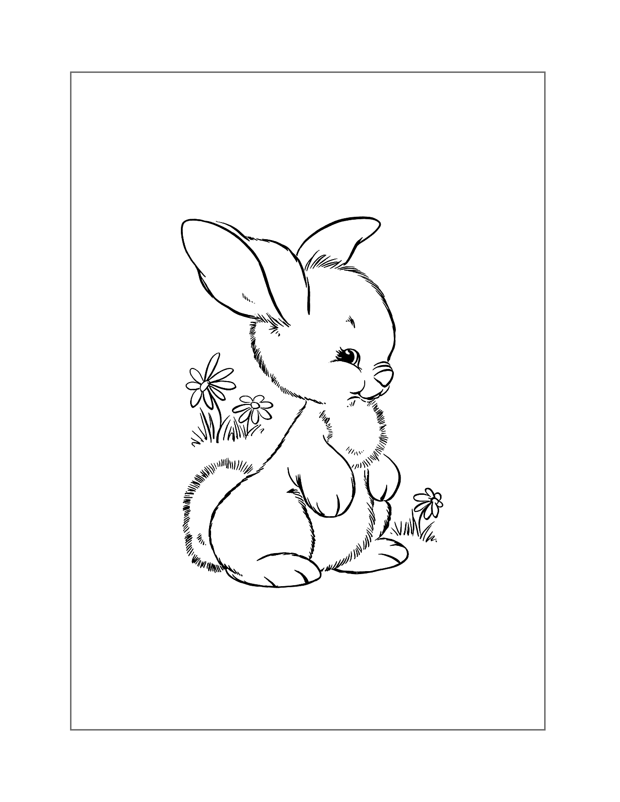 Super Cute Bunny Rabbit Coloring Page