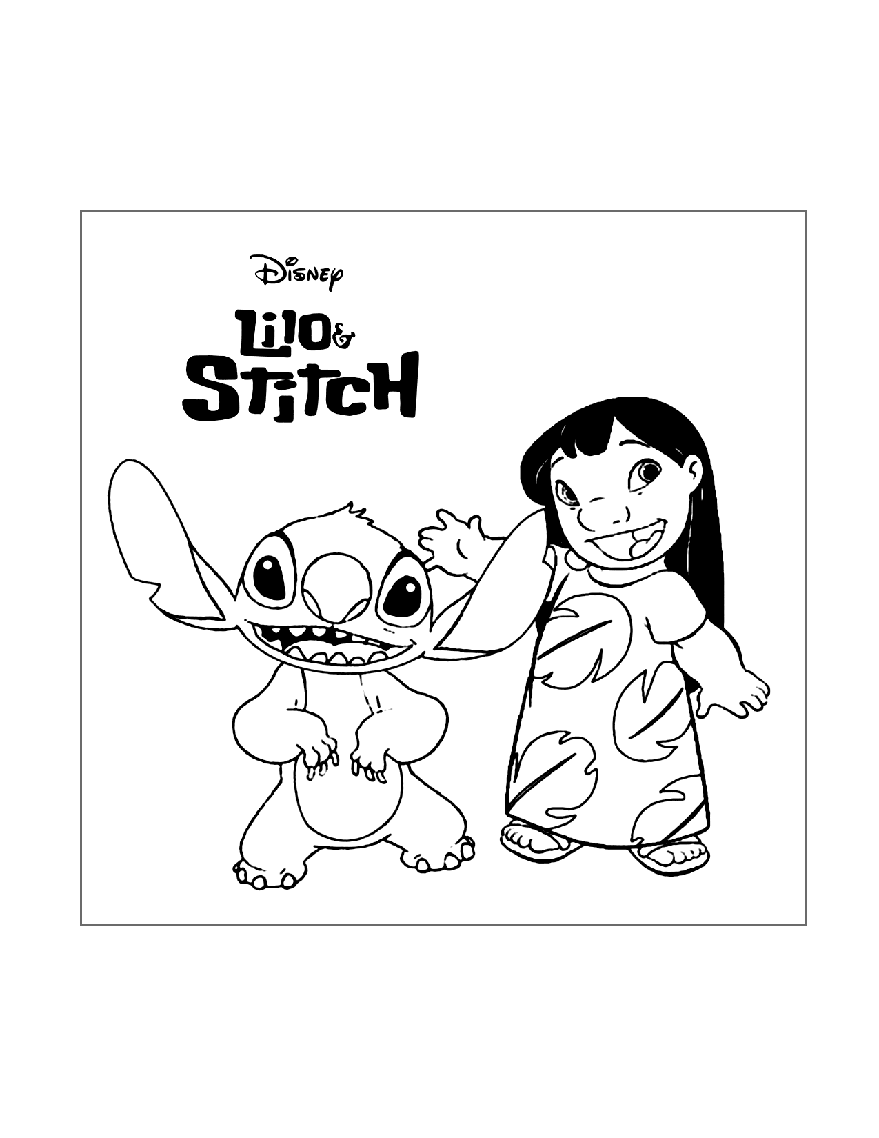 Super Cute Lilo And Stitch Coloring Page
