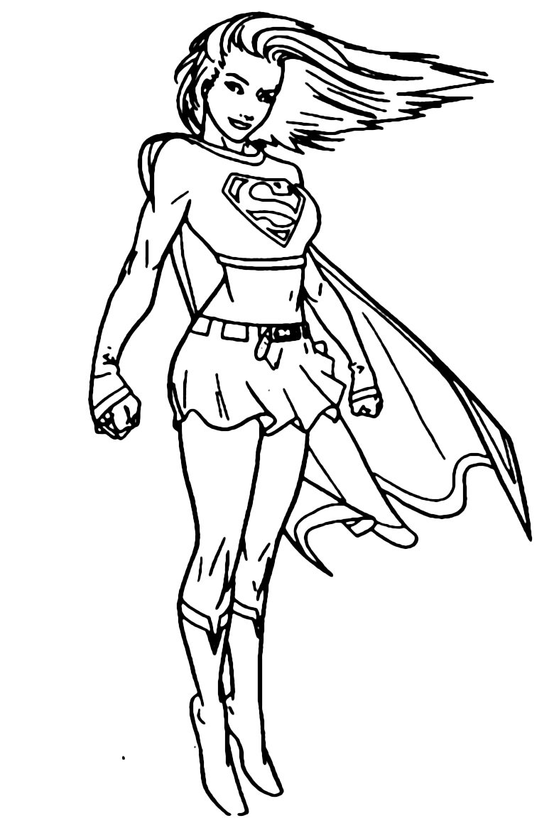 Supergirl Flying Coloring Page