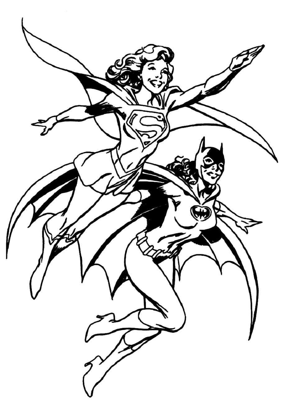 Supergirl And Batgirl Coloring Page