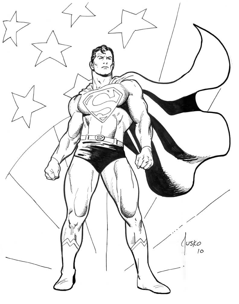 Superman American Superhero Coloring Page
