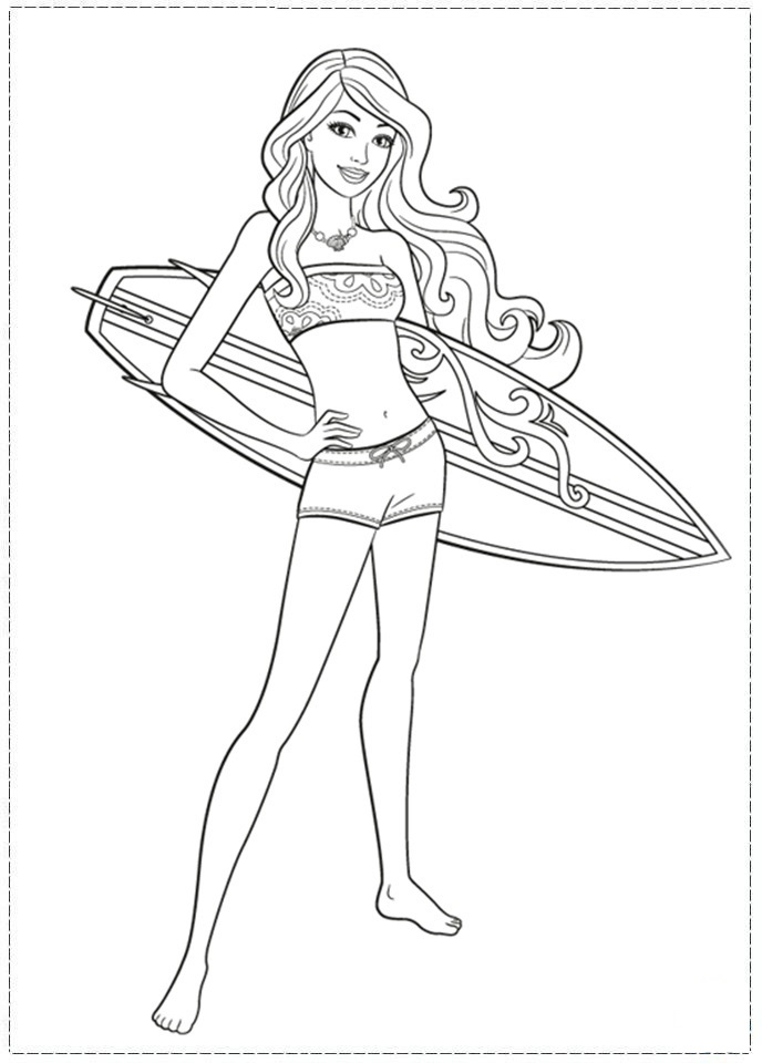 Surf Barbie Coloring Pages