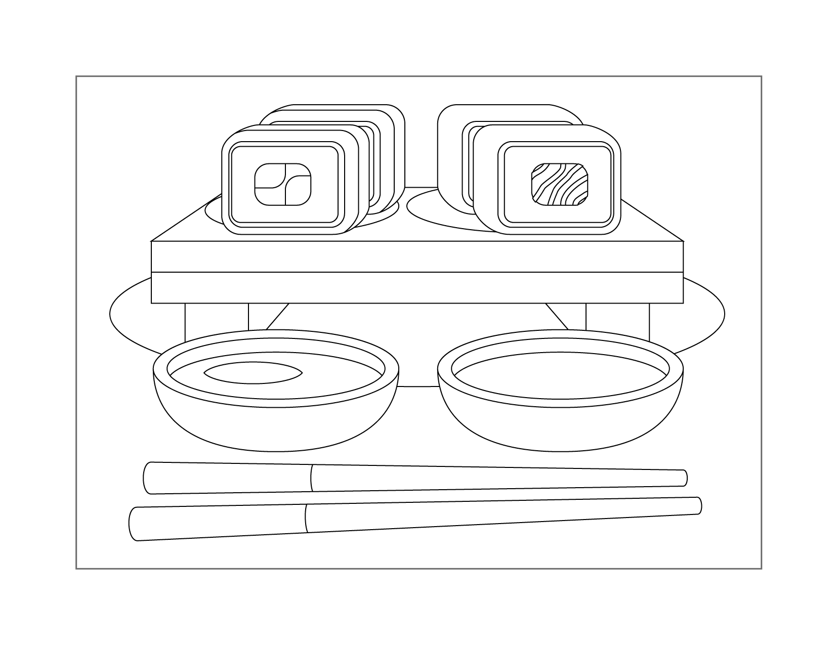 Sushi Dishes Coloring Page