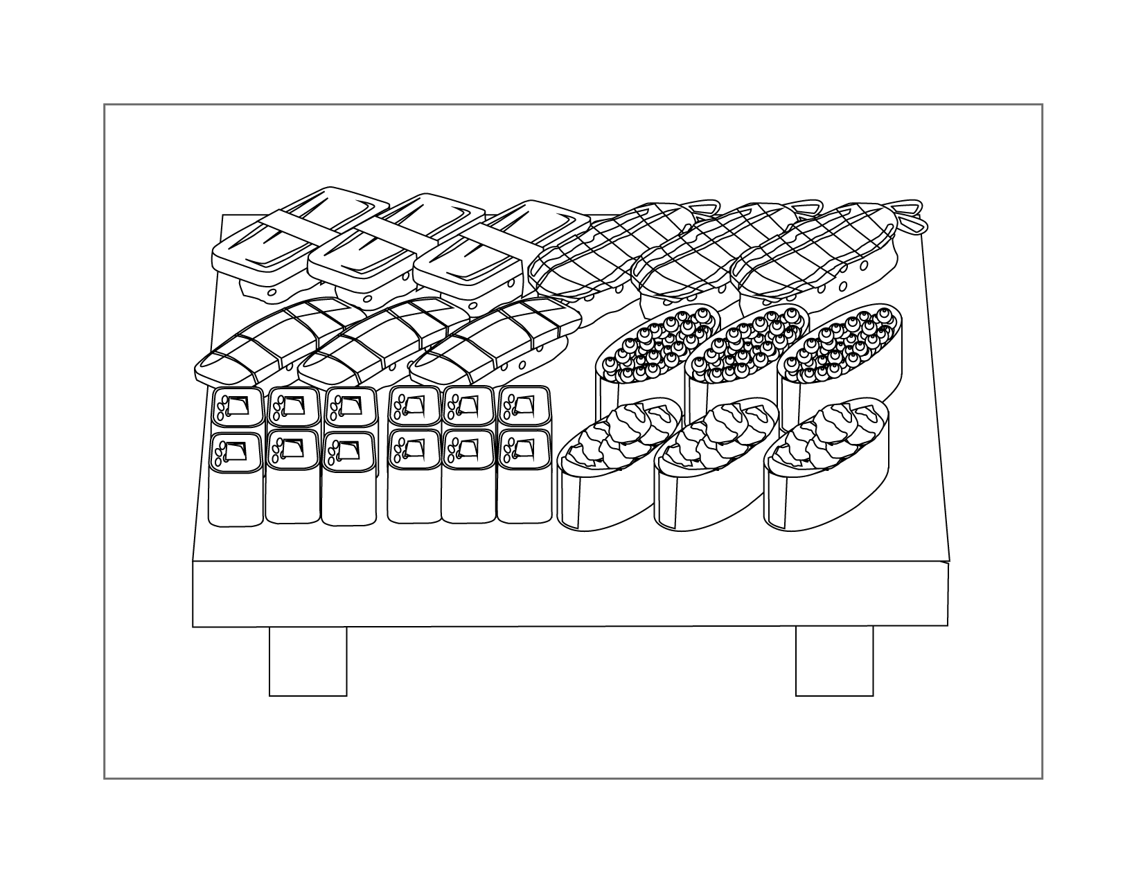 Sushi Serving Platter Coloring Page