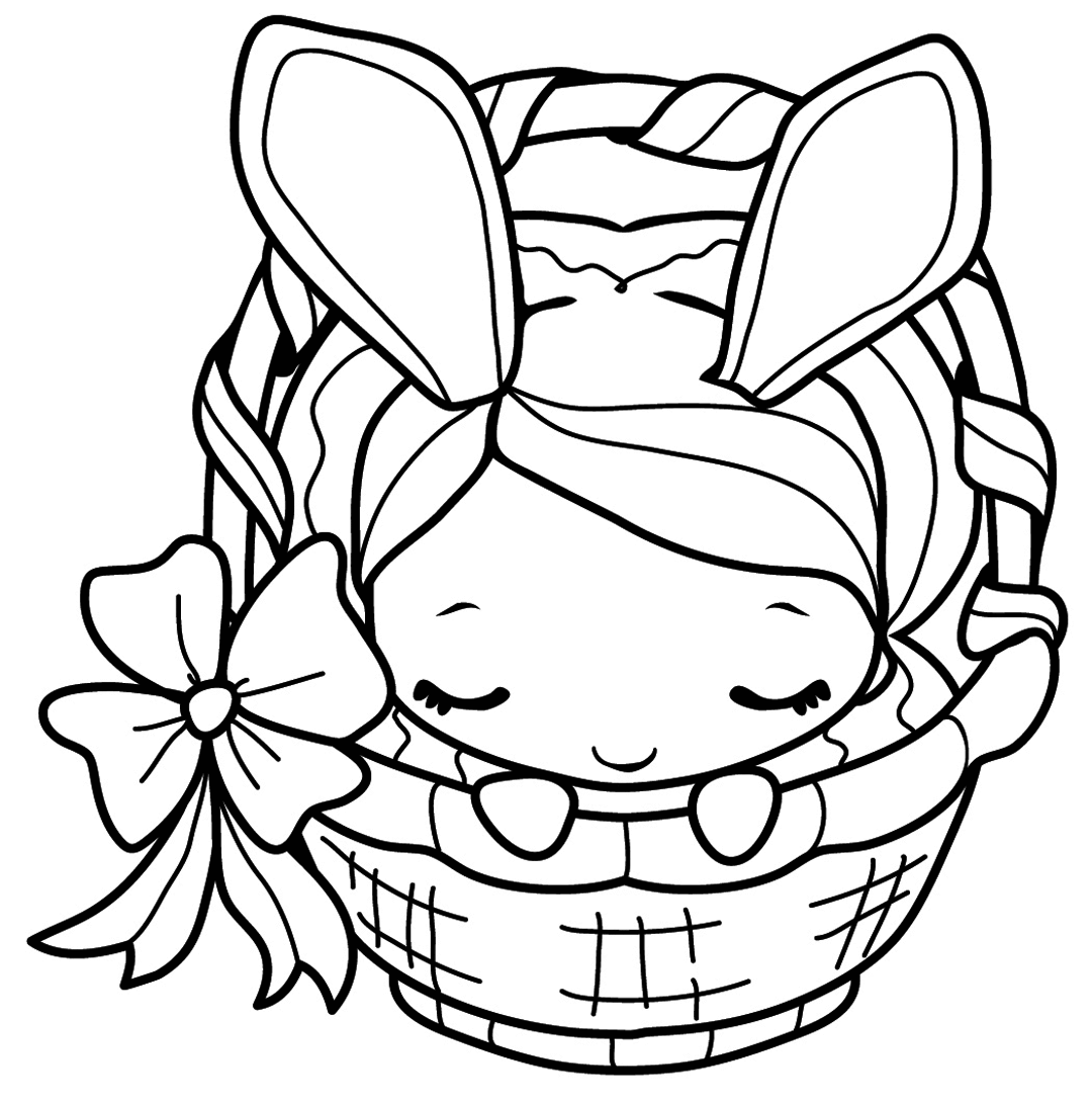 Sweet Baby Girl Easter Bunny Coloring Page
