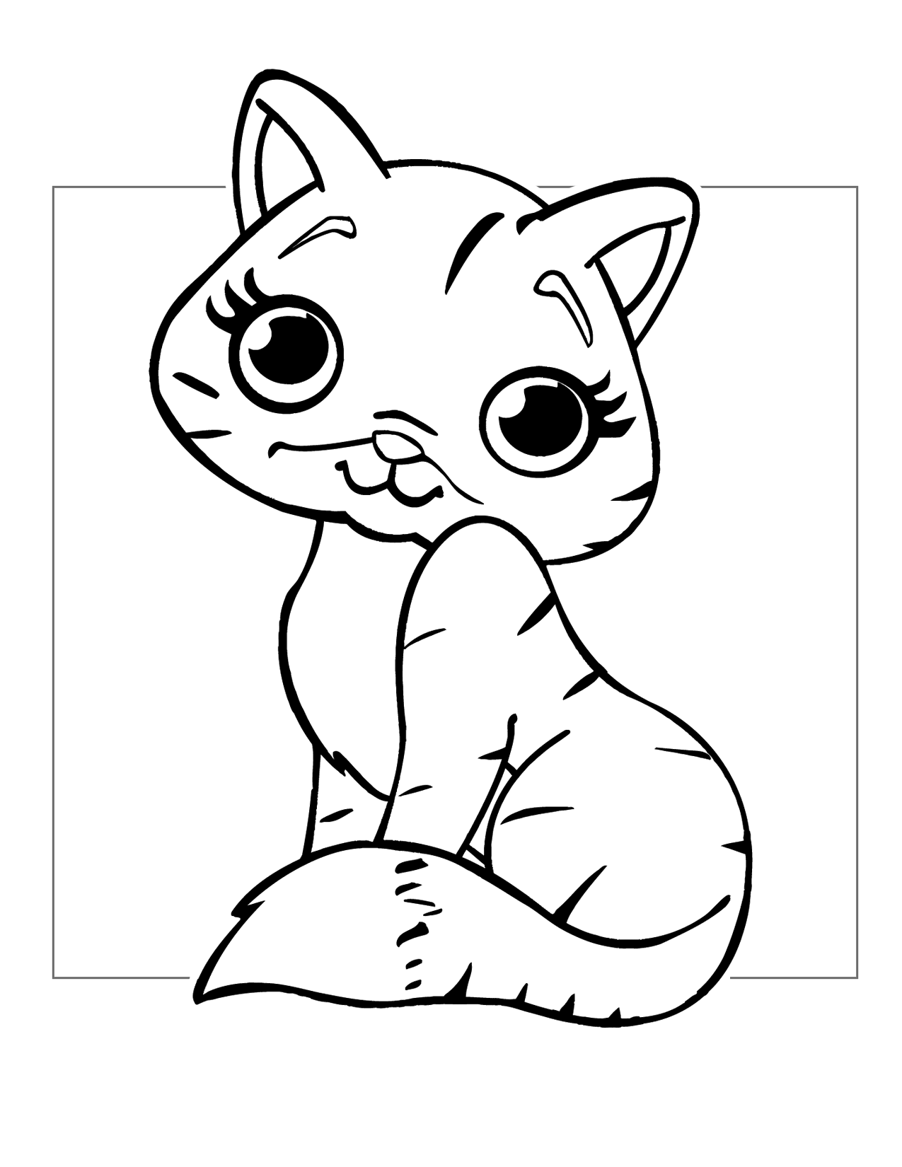 Sweet Kitten Coloring Page