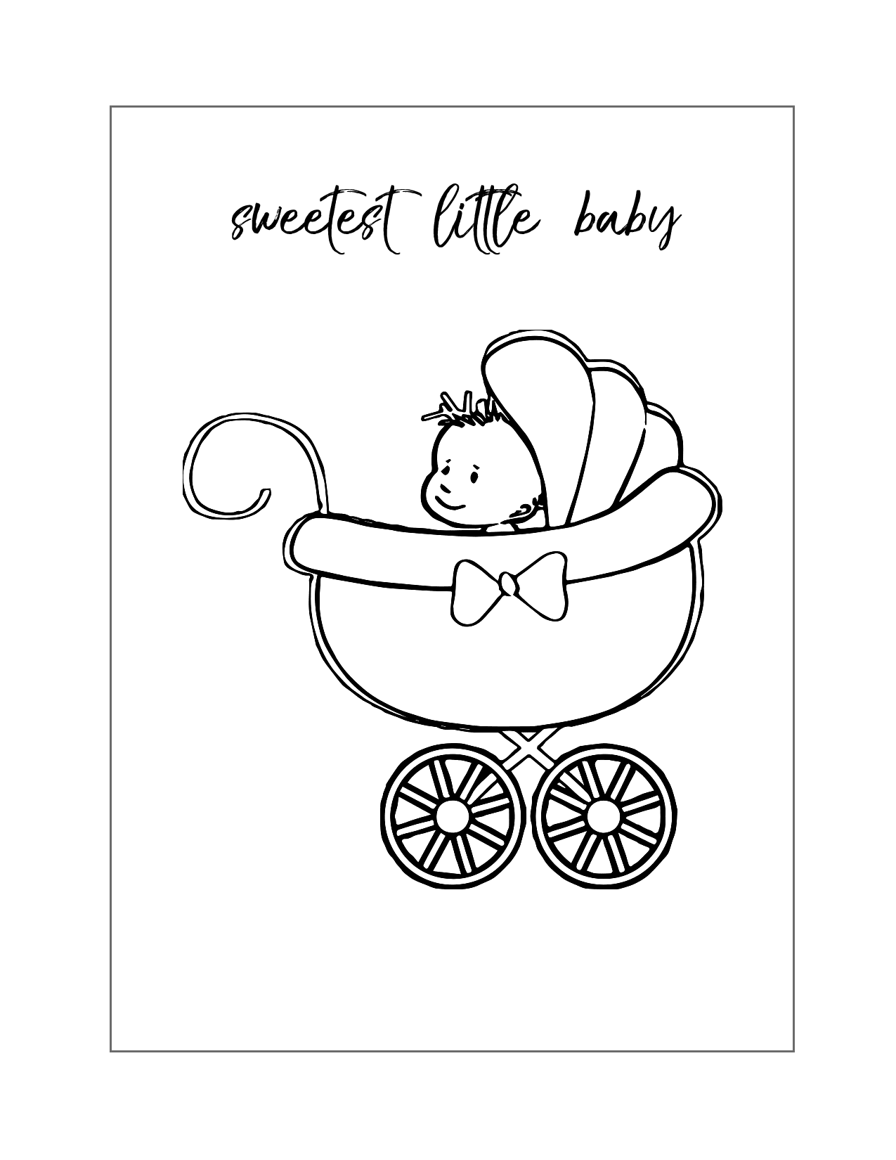 Sweetest Little Baby In A Stroller Coloring Page